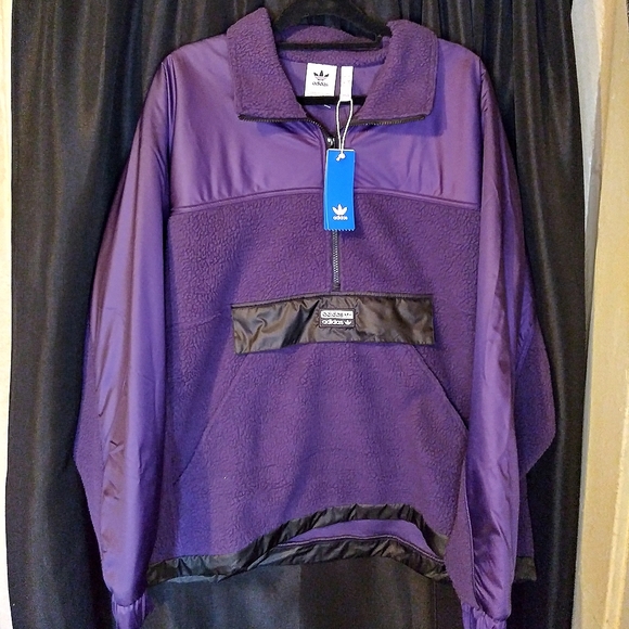 Adidas Purple Sherpa Half Zip Pullover Sweater NWT